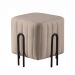 Puff Realeza Decorativo com Linho Cinza e Pés Preto