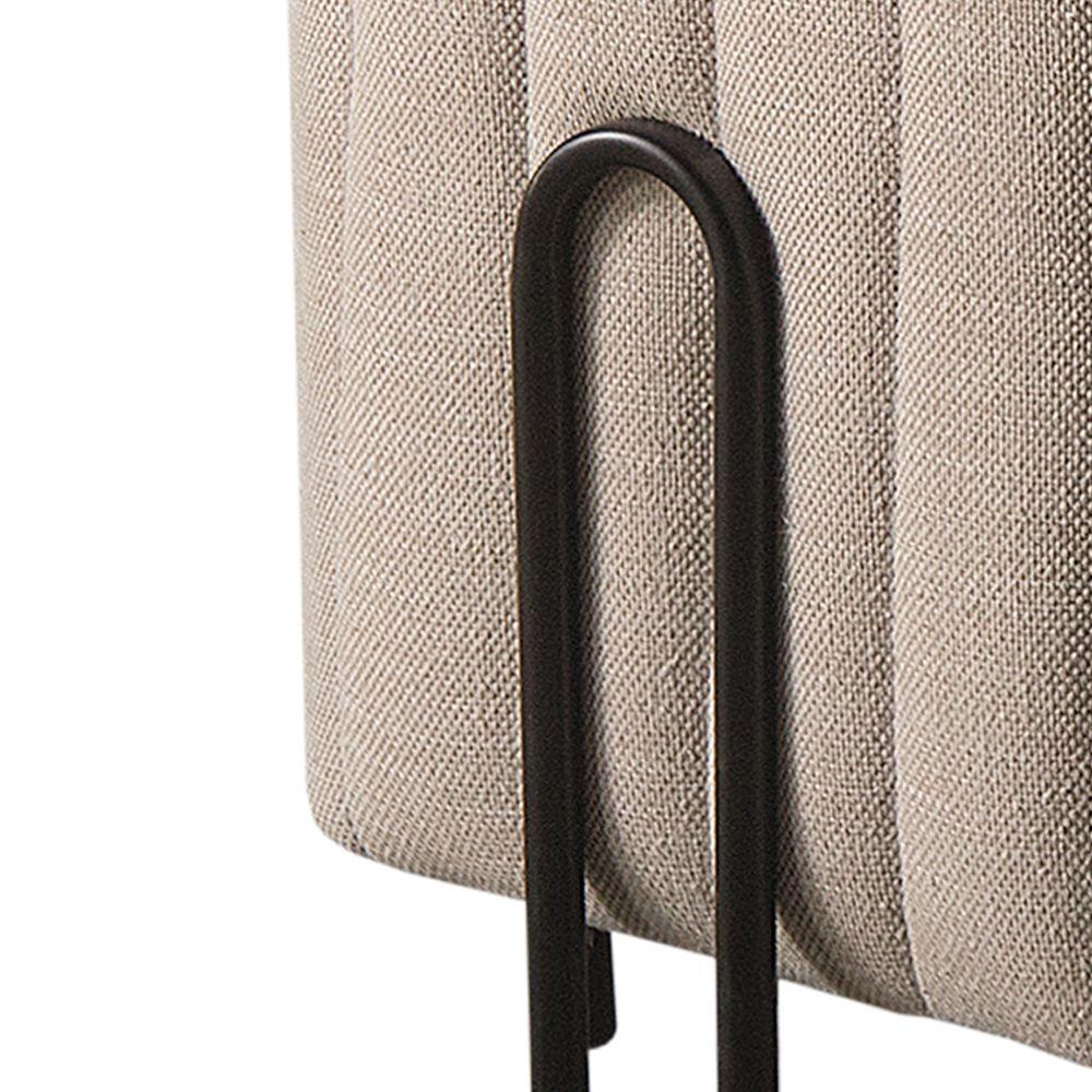 Puff Realeza Decorativo com Linho Cinza e Pés Preto