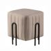 Puff Realeza Decorativo com Linho Cinza e Pés Preto
