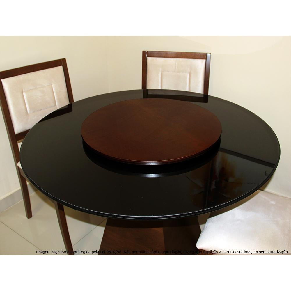 Prato Giratório Centro De Mesa Madeira Castanho 60cm