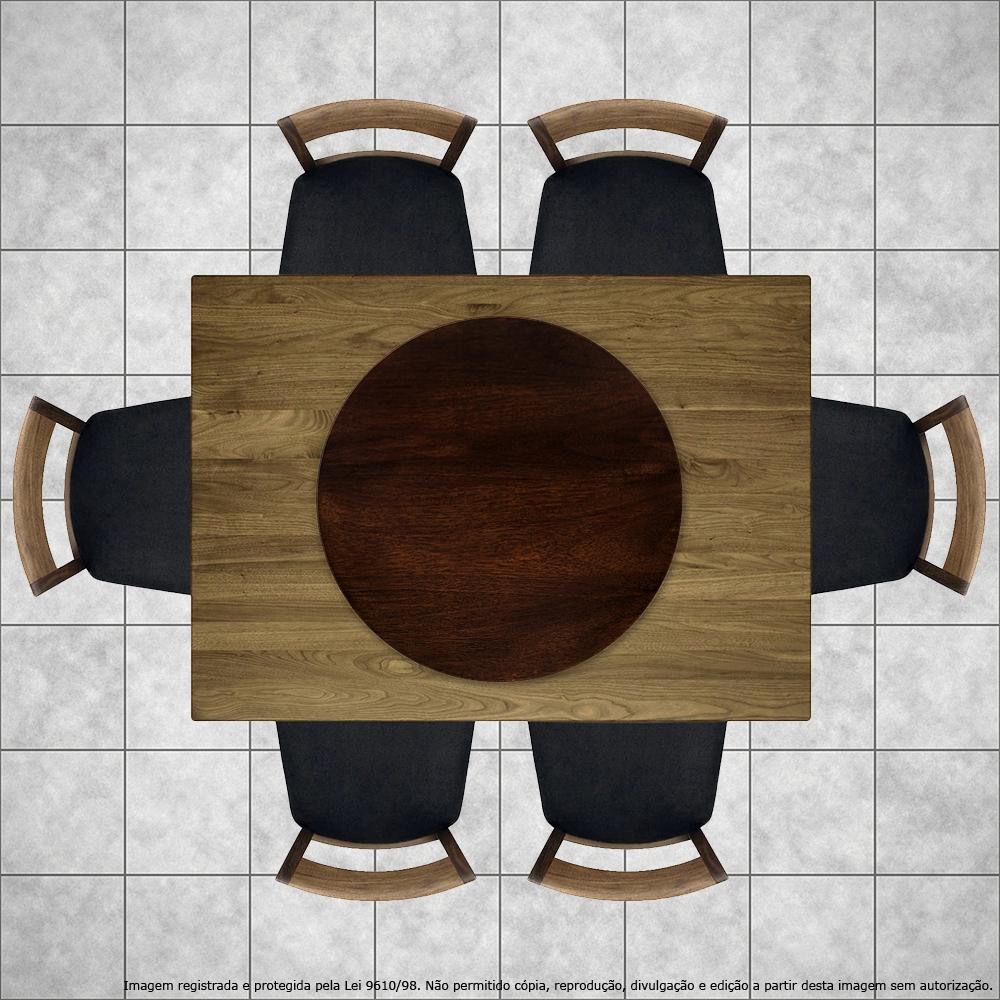 Prato Giratório Centro De Mesa Madeira Castanho 60cm