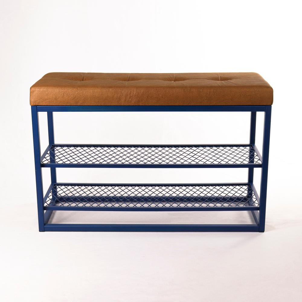 Sapateira Banco Sion Duo - Estofado Marrom (60cm) Cor:Azul