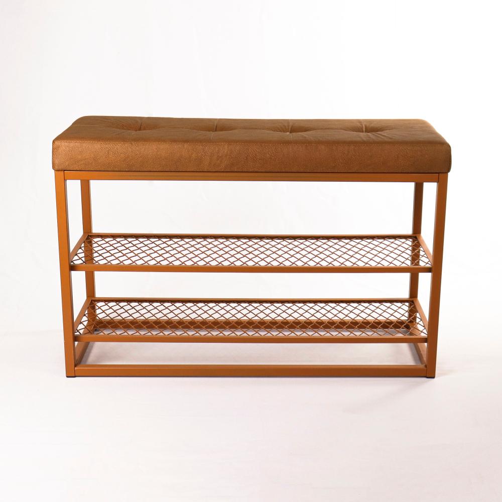 Sapateira Banco Sion Duo - Estofado Marrom (60cm) Cor:Terra Cota