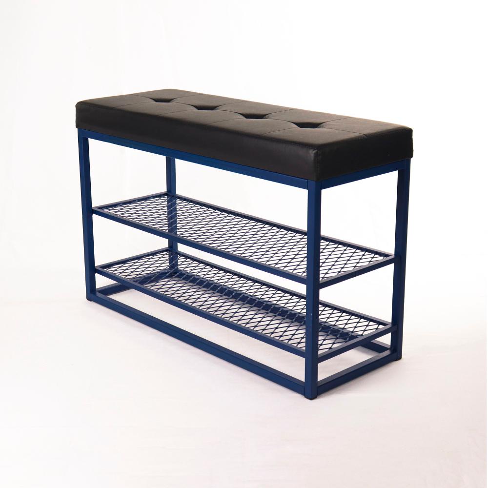 Sapateira Banco Sion Duo - Estofado Preto (60cm) Cor:Azul
