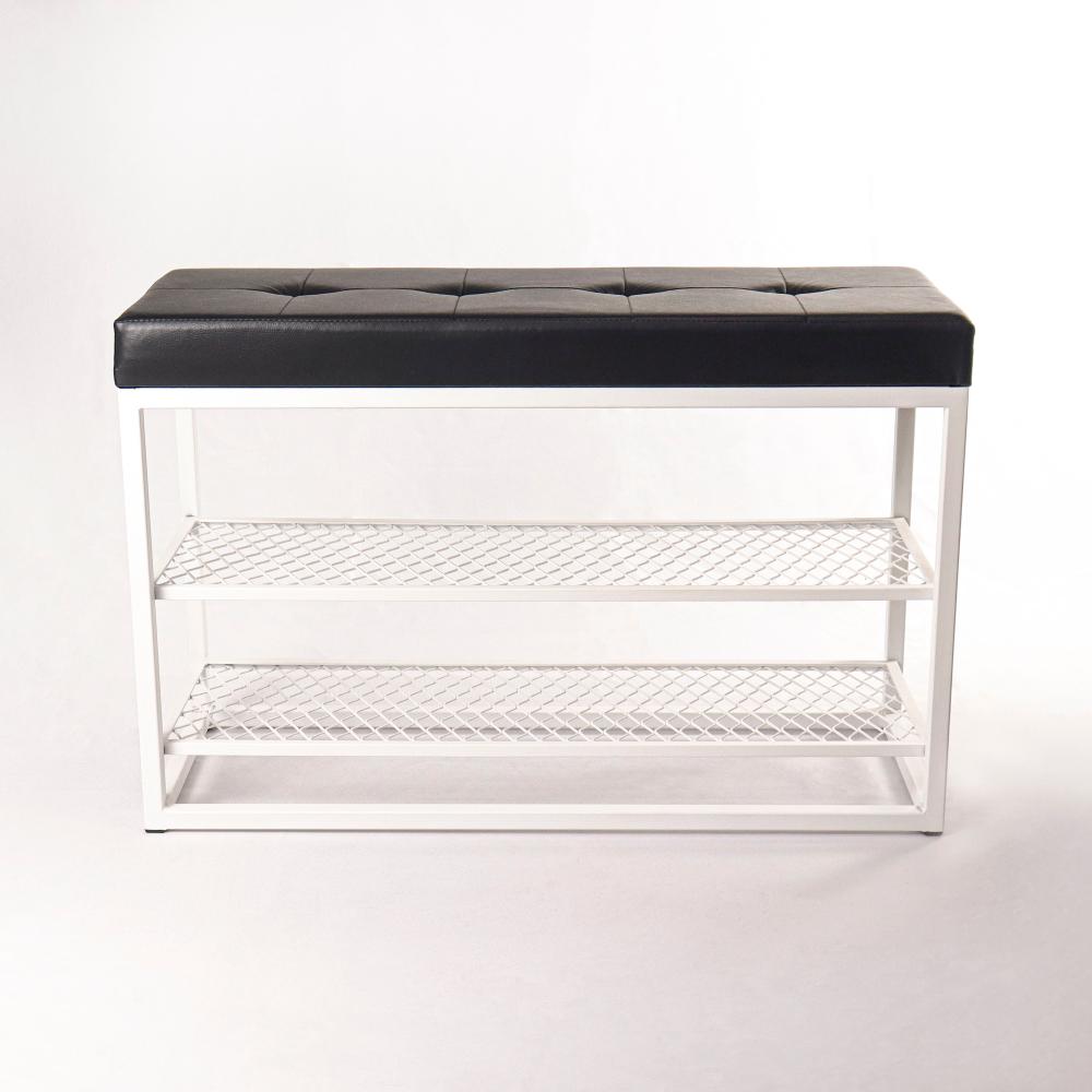 Sapateira Banco Sion Duo - Estofado Preto (60cm) Cor:Branco