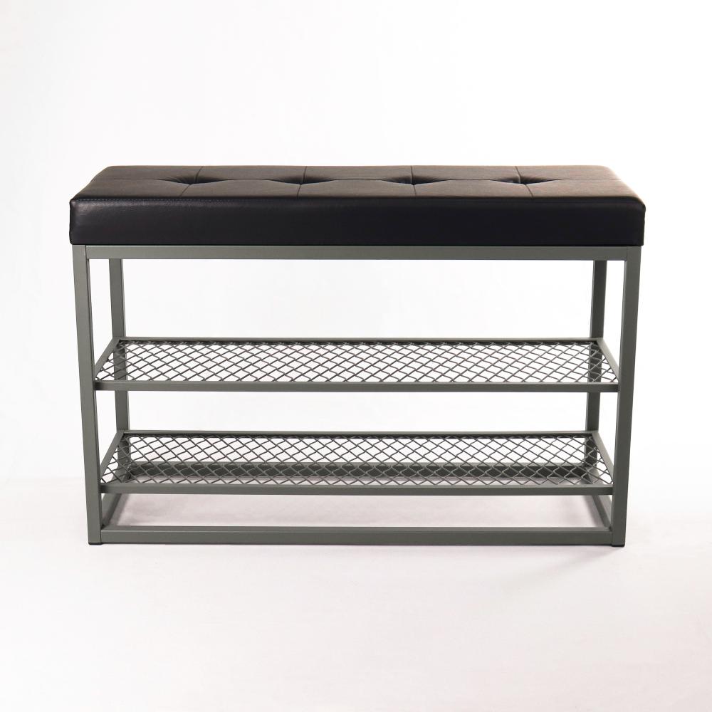 Sapateira Banco Sion Duo - Estofado Preto (60cm) Cor:Cinza