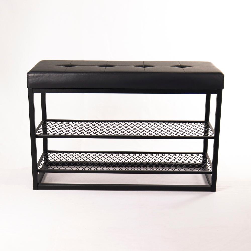 Sapateira Banco Sion Duo - Estofado Preto (60cm) Cor:Preto