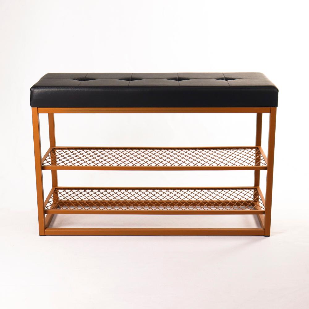 Sapateira Banco Sion Duo - Estofado Preto (60cm) Cor:Terra Cota