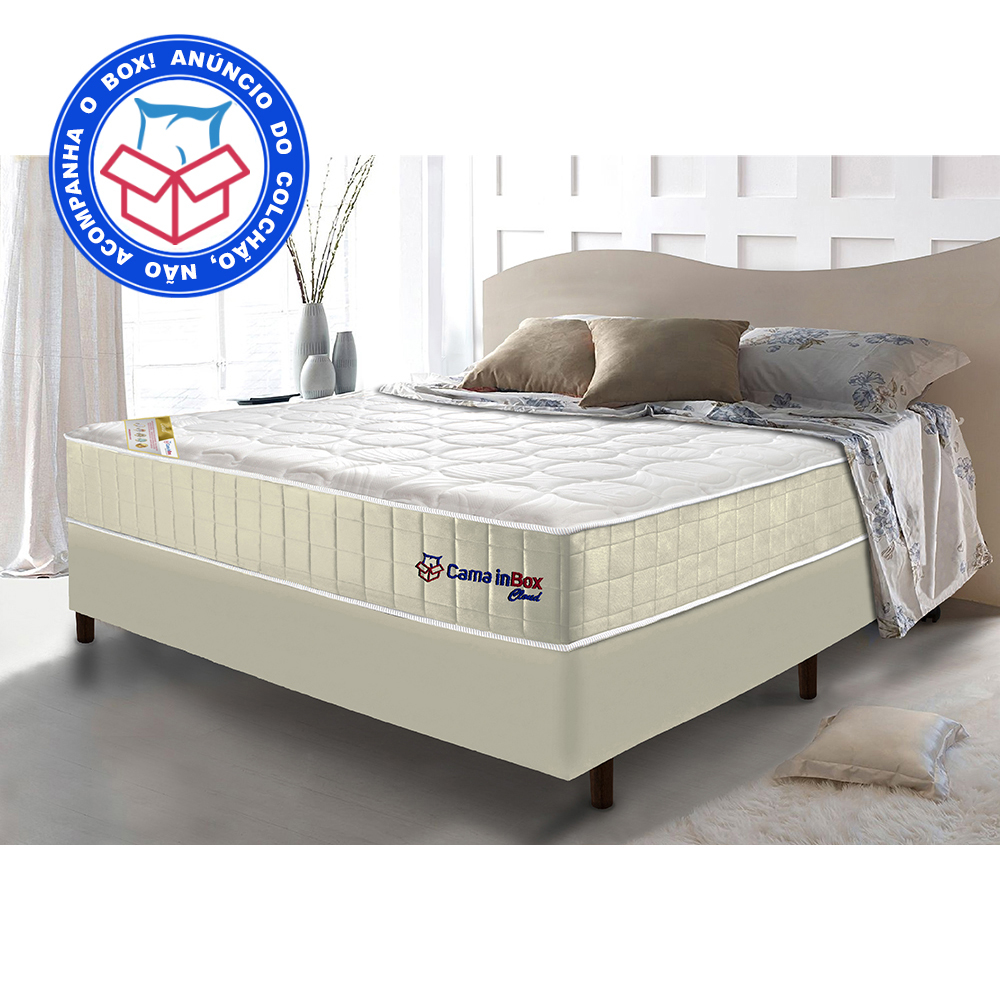 Colchão Casal com Molas Ensacadas Cama inBox Cloud Bege 138x188x28