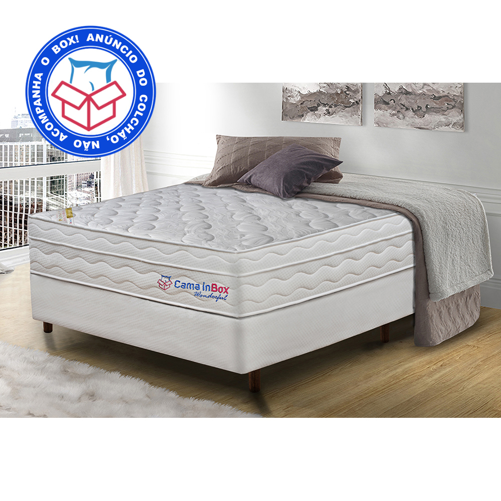Colchão Casal com Molas Ensacadas Cama inBox Wonderful Branco 138x188x32