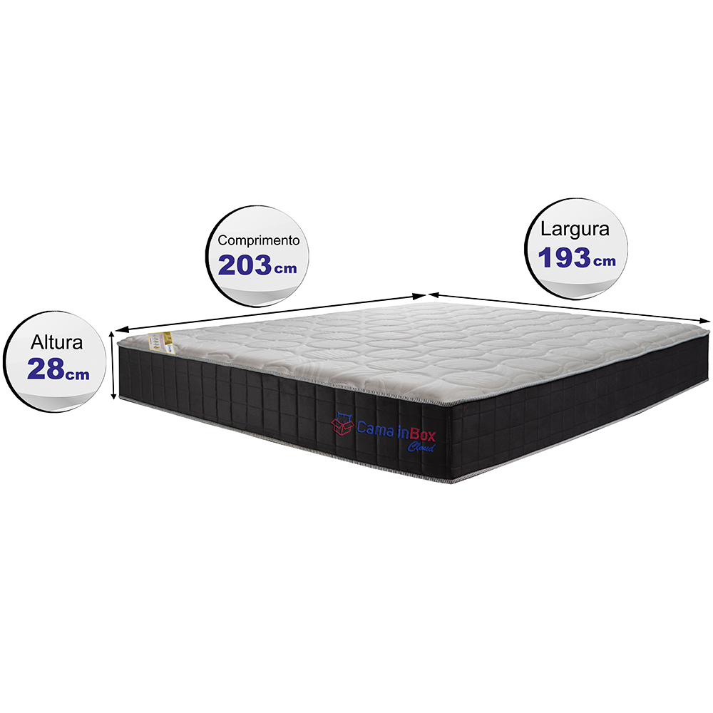 Colchão King com Molas Ensacadas Cama inBox Cloud Cinza 193x203x28