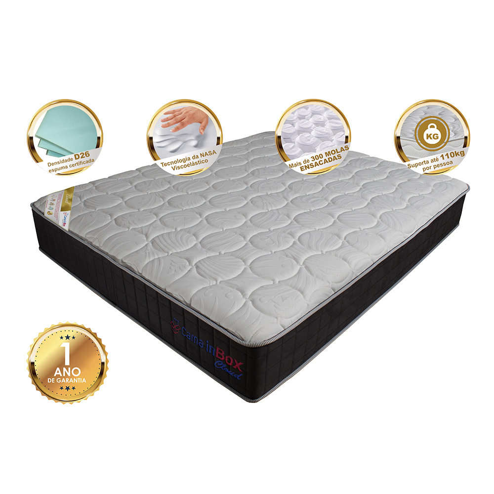 Colchão King com Molas Ensacadas Cama inBox Cloud Cinza 193x203x28