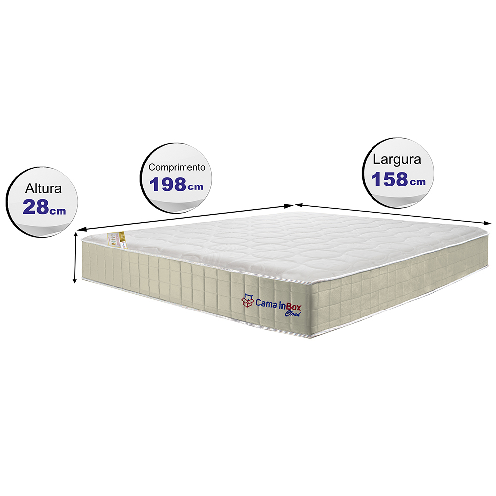 Colchão Queen com Molas Ensacadas Cama inBox Cloud Bege 158x198x28