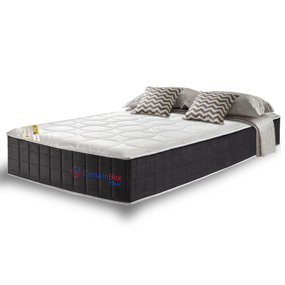 Colchão Solteiro com Molas Ensacadas Cama inBox Cloud Cinza 88x188x28