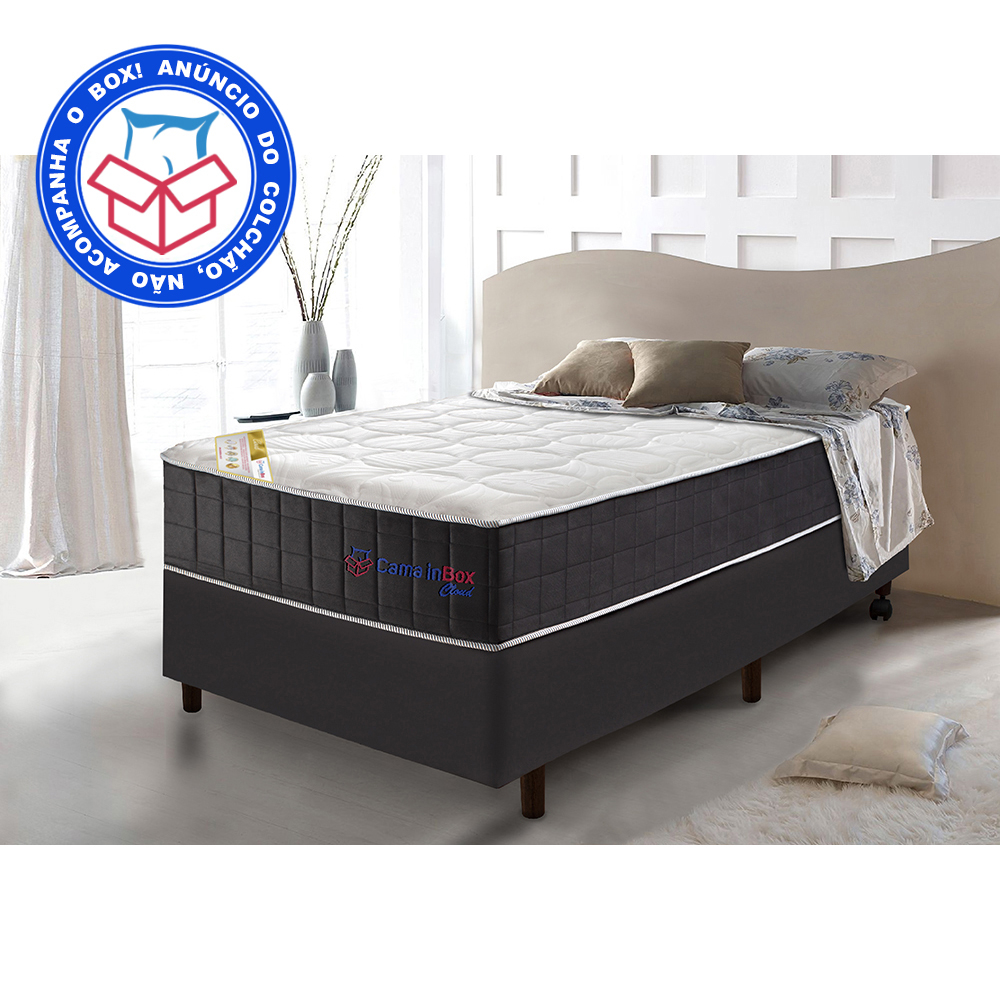 Colchão Solteiro com Molas Ensacadas Cama inBox Cloud Cinza 88x188x28