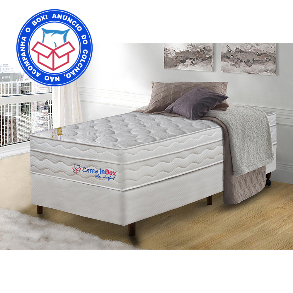 Colchão Solteiro com Molas Ensacadas Cama inBox Wonderful Branco 88x188x32