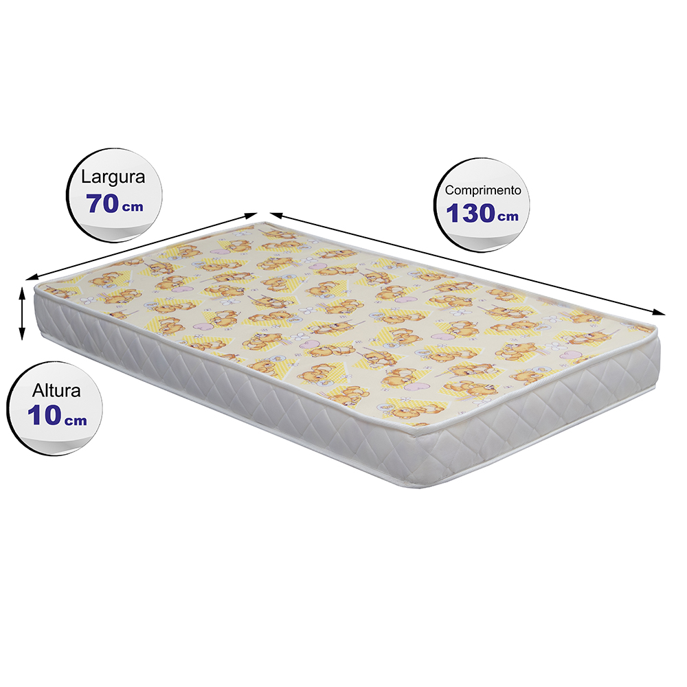 Colchão de Berço Americano Sleep Baby 70x130x10 D20 Bege
