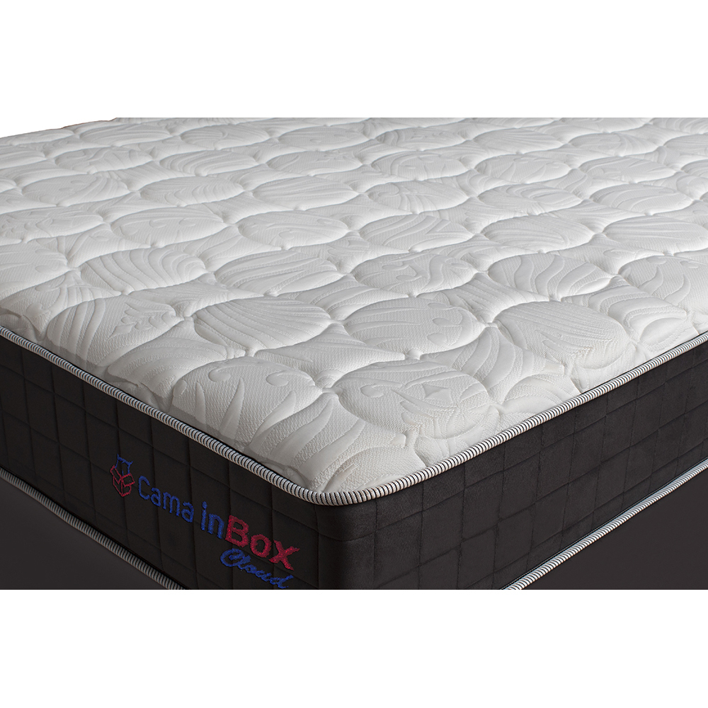 Conjunto Cama Box Queen com Molas Ensacadas Cama inBox Cloud Cinza 158x198x67