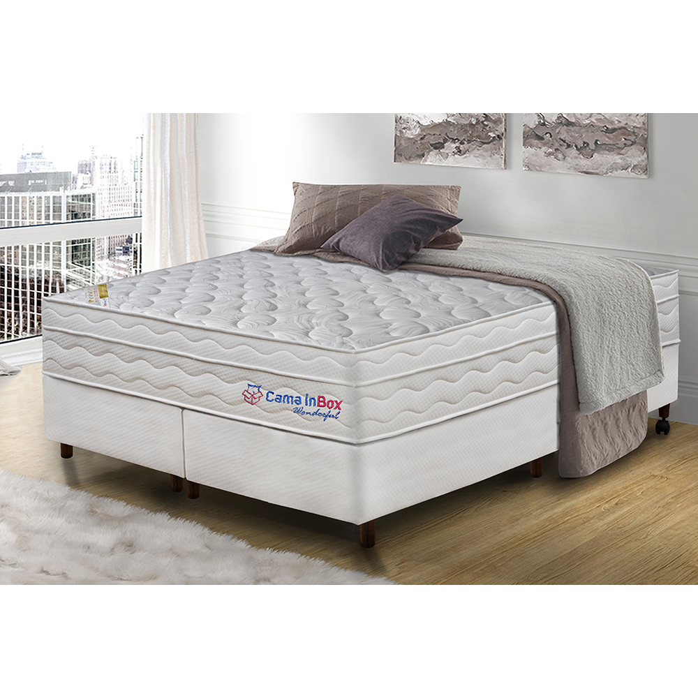 Conjunto Cama Box Queen com Molas Ensacadas Cama inBox Wonderful 158x198x71