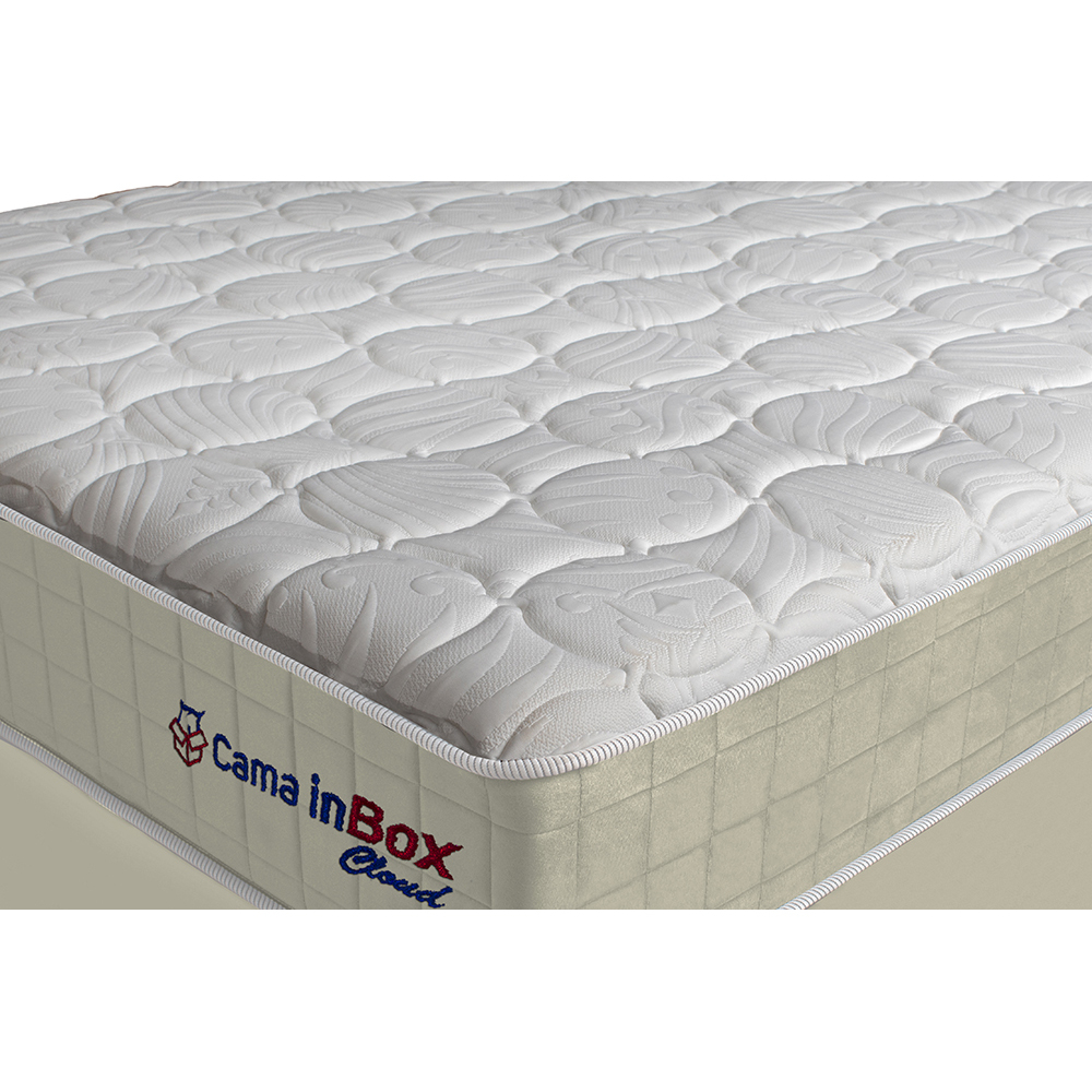 Conjunto Cama Box Solteiro com Molas Ensacadas Cama inBox Cloud Bege 88x188x67