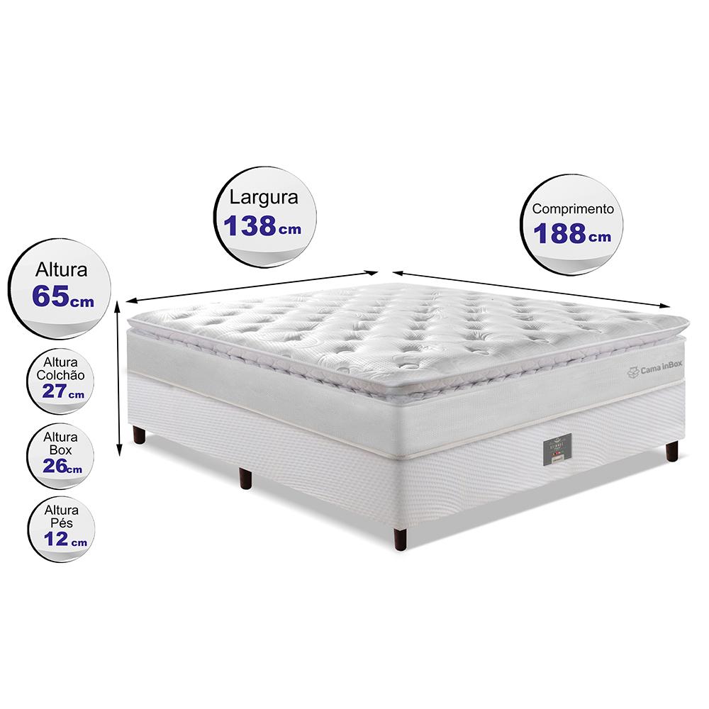 Cama Box Casal Colchão + Box 138x188 Molas Ensacadas Cama inBox Confort Snow