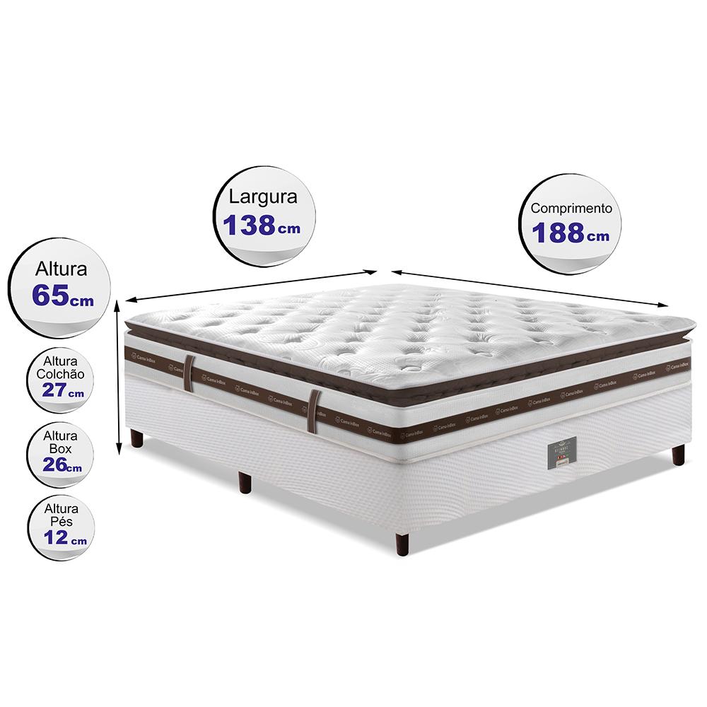 Cama Box Casal Colchão + Box 138x188 Molas Ensacadas Cama inBox Relax Pillow
