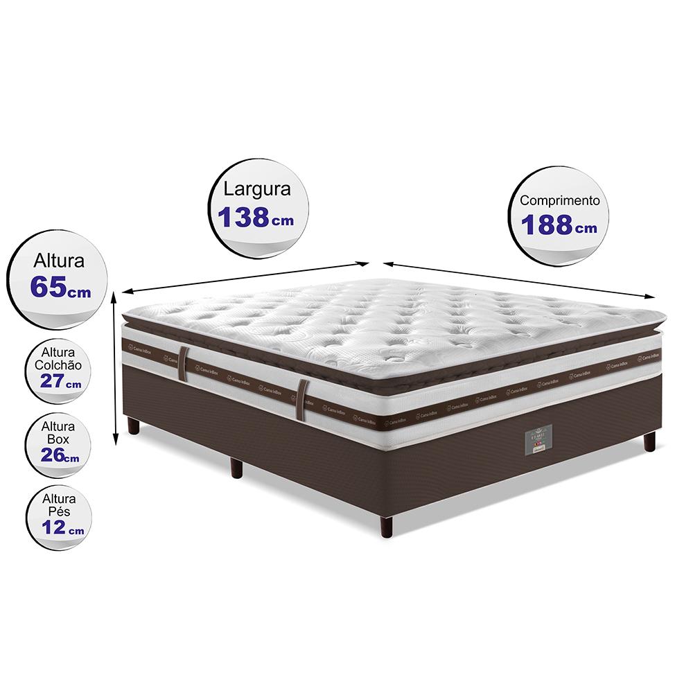 Cama Box Casal Colchão + Box 138x188 Molas Ensacadas Cama inBox Relax Pillow Café