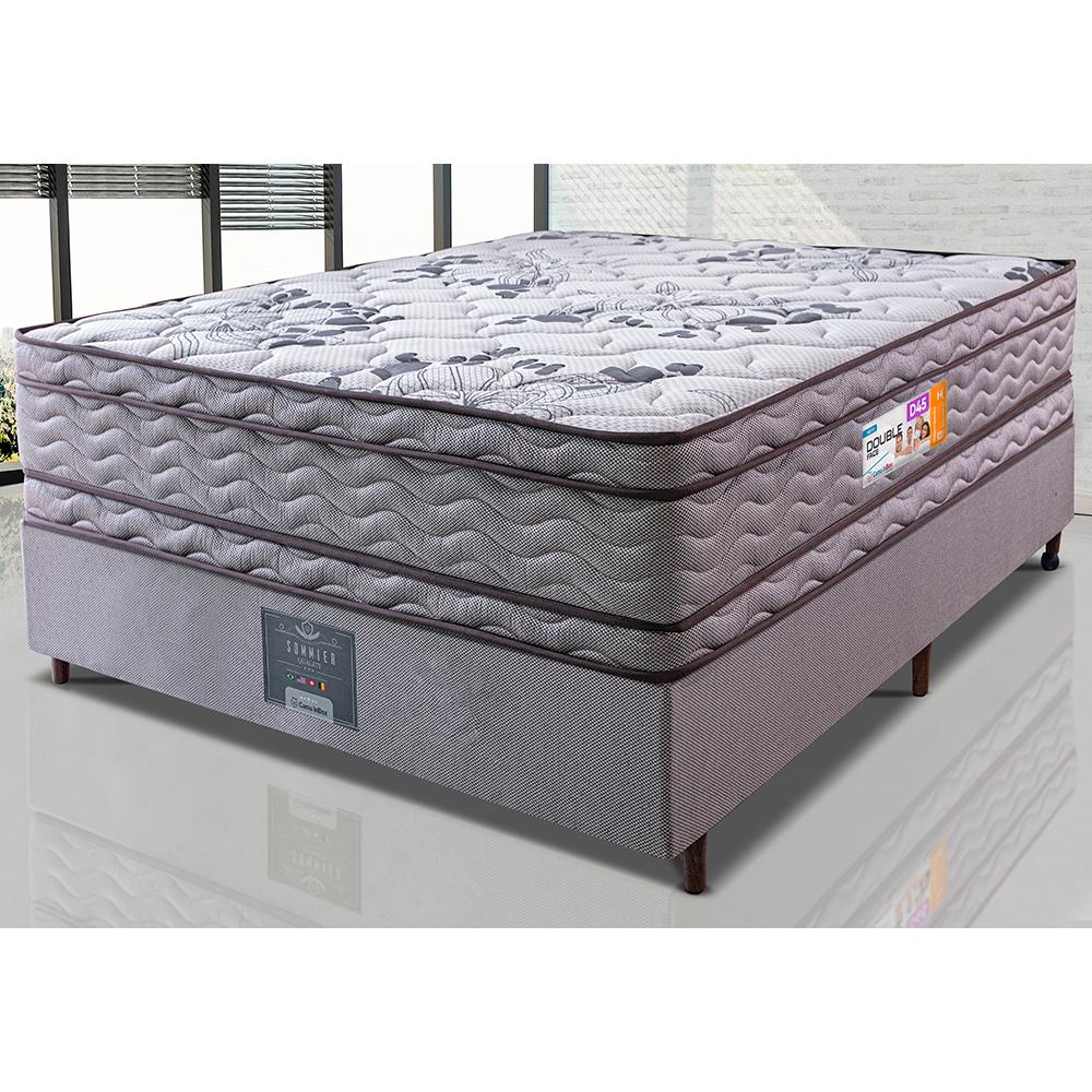Cama Box Casal Colchão OrtoFirm + Box 138x188x71 Double Face Espuma D45 Cinza