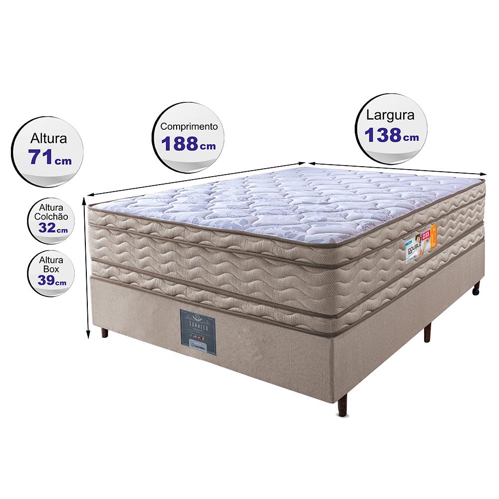 Cama Box Casal Colchão Ortopédico + Box 138x188x71 Double Face Espuma D33 Dourado