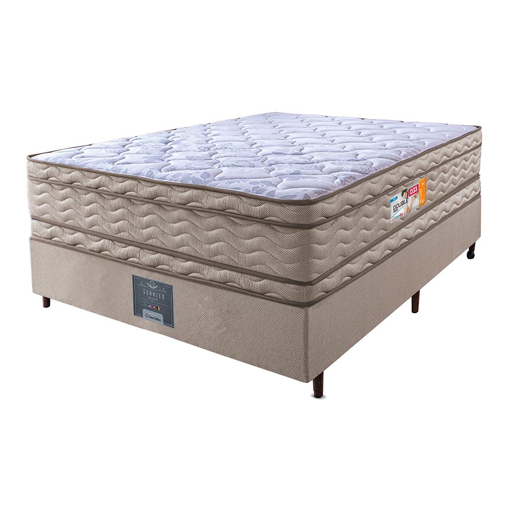 Cama Box Casal Colchão Ortopédico + Box 138x188x71 Double Face Espuma D33 Dourado