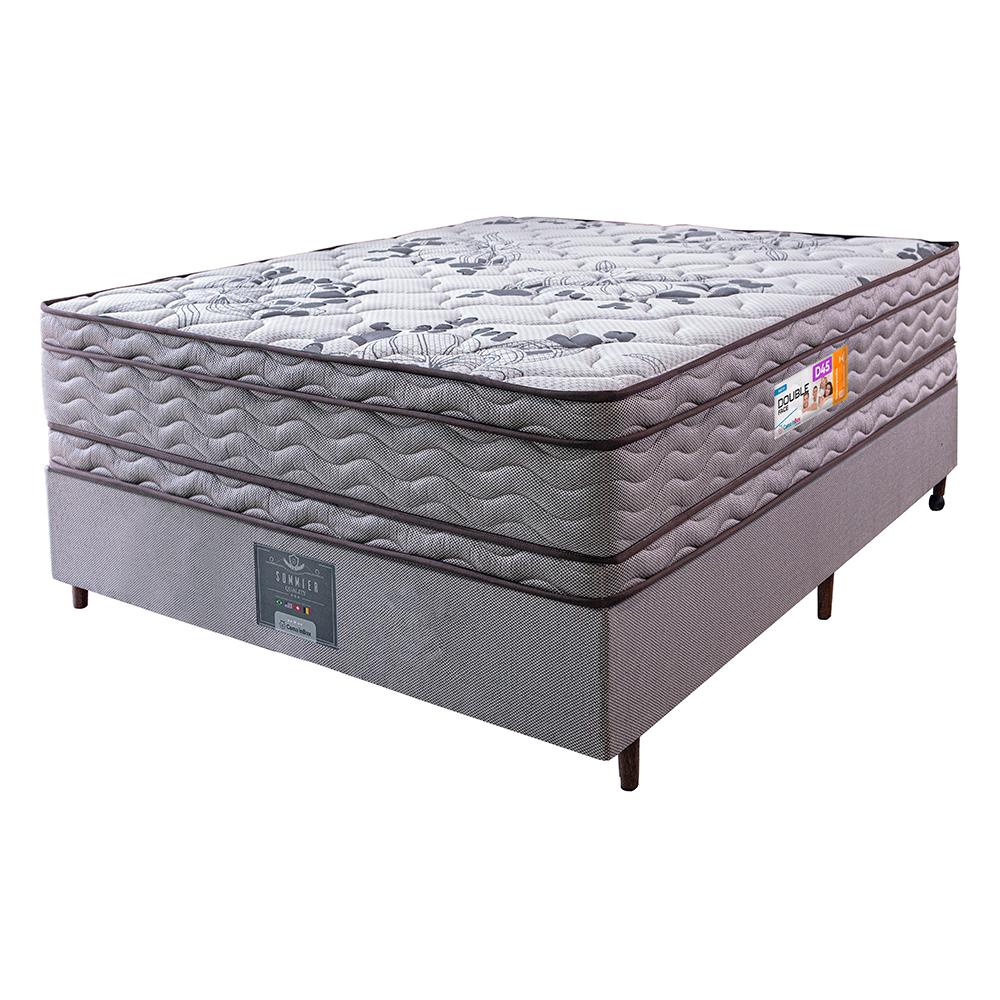 Cama Box Casal Colchão Ortopédico + Box 138x188x71 Double Face Espuma D45 Cinza