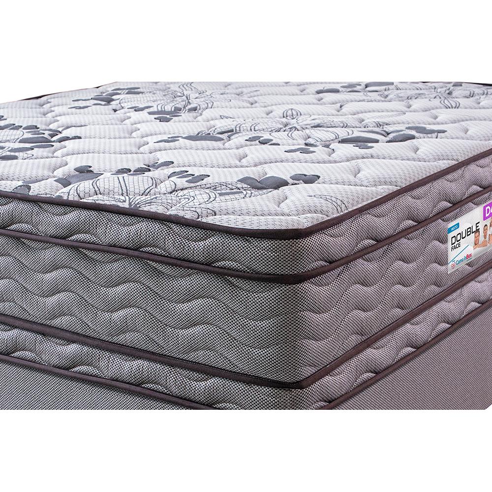 Cama Box King Colchão Ortopédico + Box 193x203x71 Double Face Espuma D45 Cinza