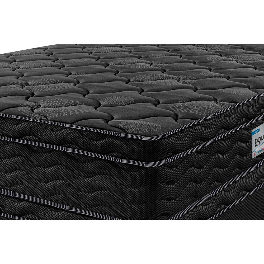 Cama Box King Colchão Ortopédico Black + Box 193x203x71 Double Face Espuma D33 Preto