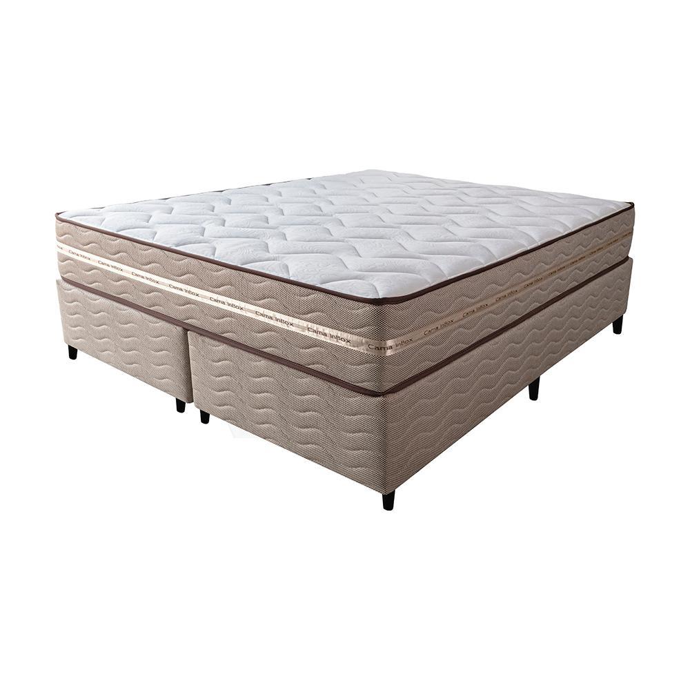 Cama Box Queen (Colchão + Box) 158x198x60 de Molas Ensacadas Cama inBox Smart Gold Bege
