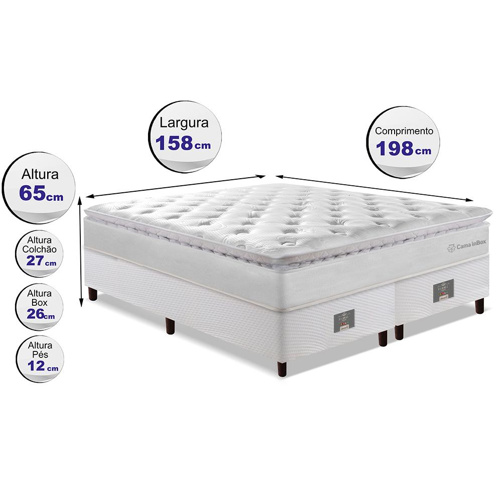 Cama Box Queen Colchão + Box 158x198 Molas Ensacadas Cama inBox Confort Snow