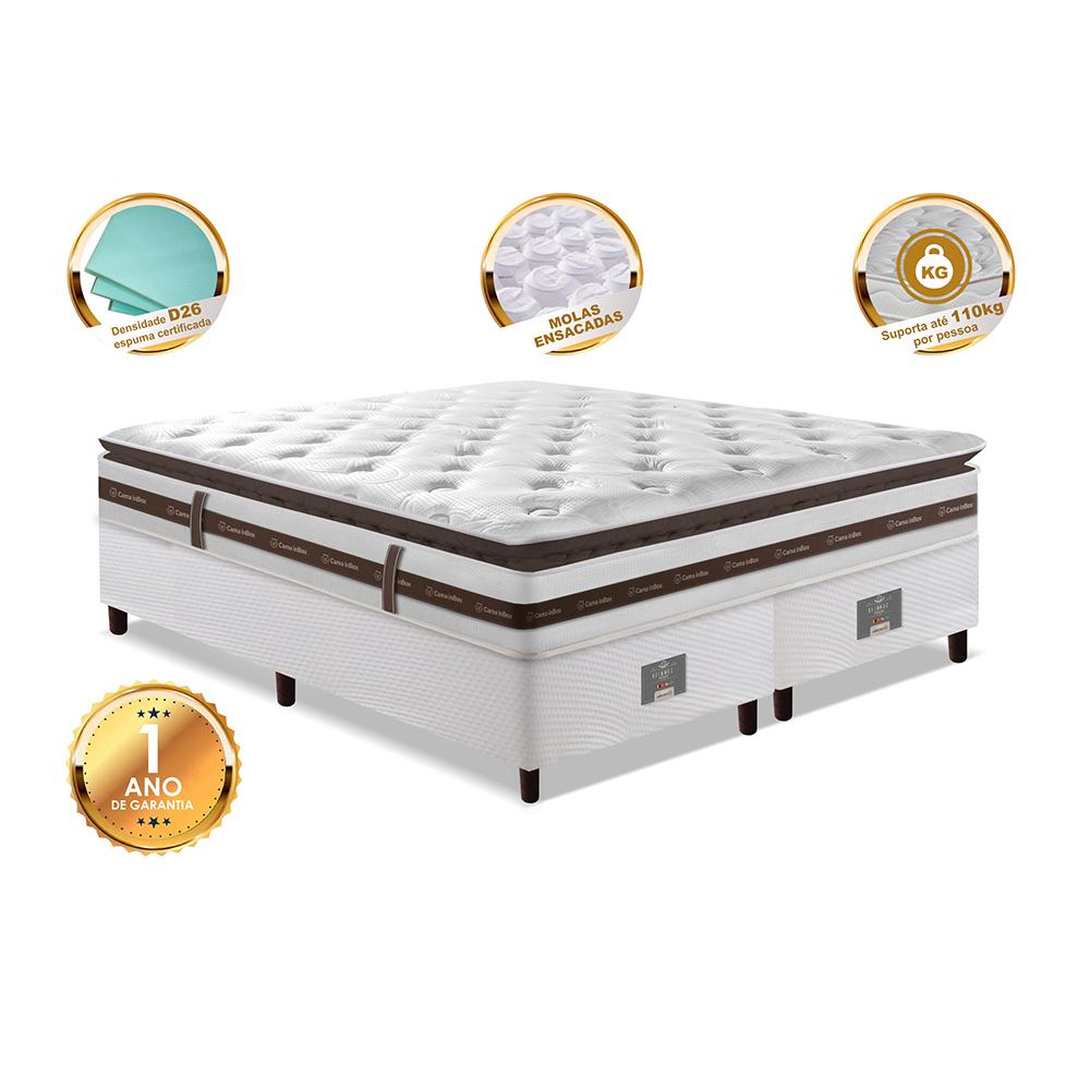 Cama Box Queen Colchão + Box 158x198 Molas Ensacadas Cama inBox Relax Pillow