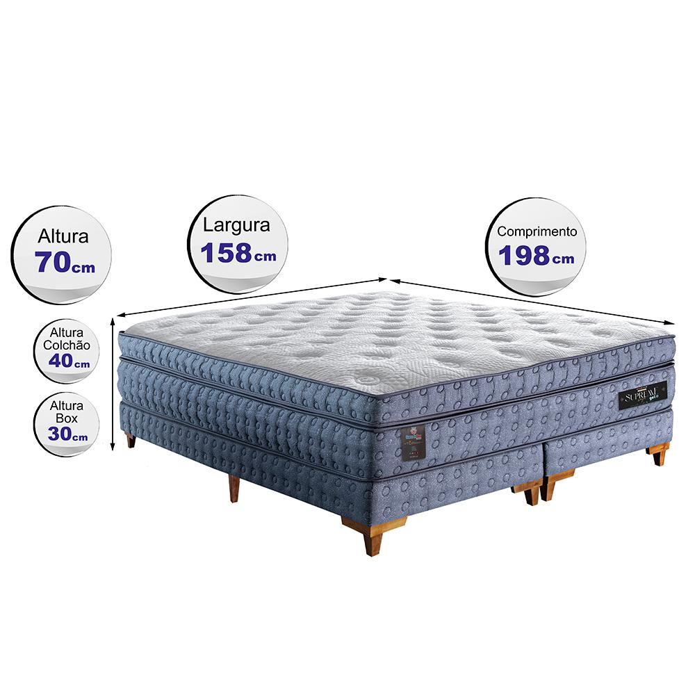Cama Box Queen Colchão Euro Pillow + Box 158x198x70 Molas Ensacadas Cama inBox Supreme Confort Gel