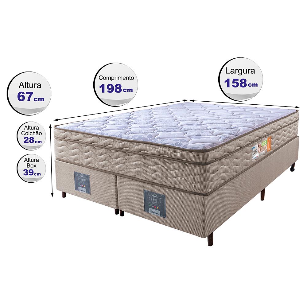Cama Box Queen Colchão Ortopédico + Box 158x198x67 One Face Espuma D33 Dourado