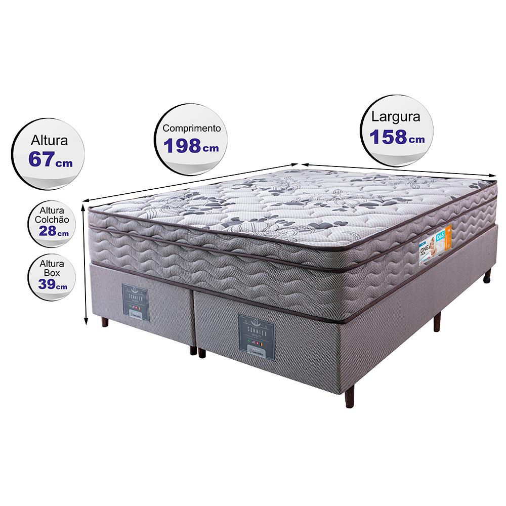 Cama Box Queen Colchão Ortopédico + Box 158x198x67 One Face Espuma D45 Cinza