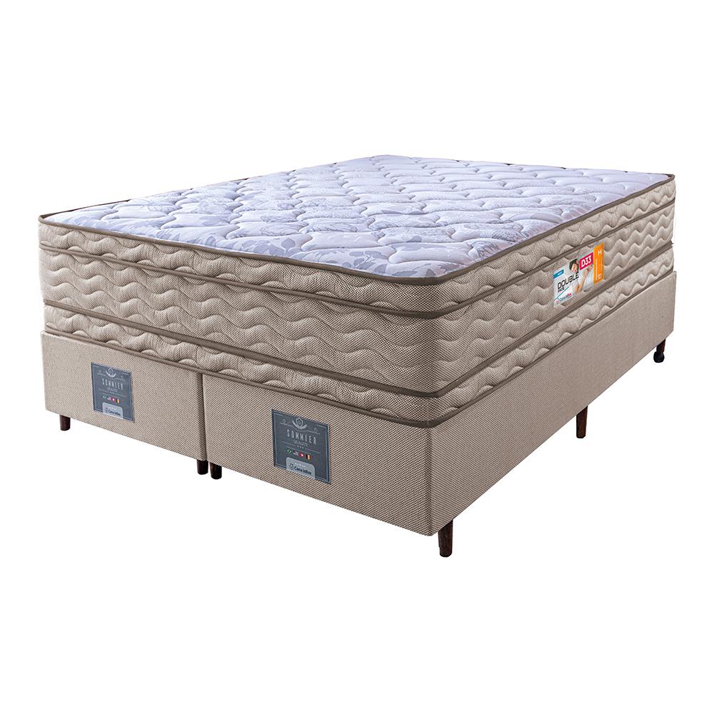 Cama Box Queen Colchão Ortopédico + Box 158x198x71 Double Face Espuma D33 Dourado