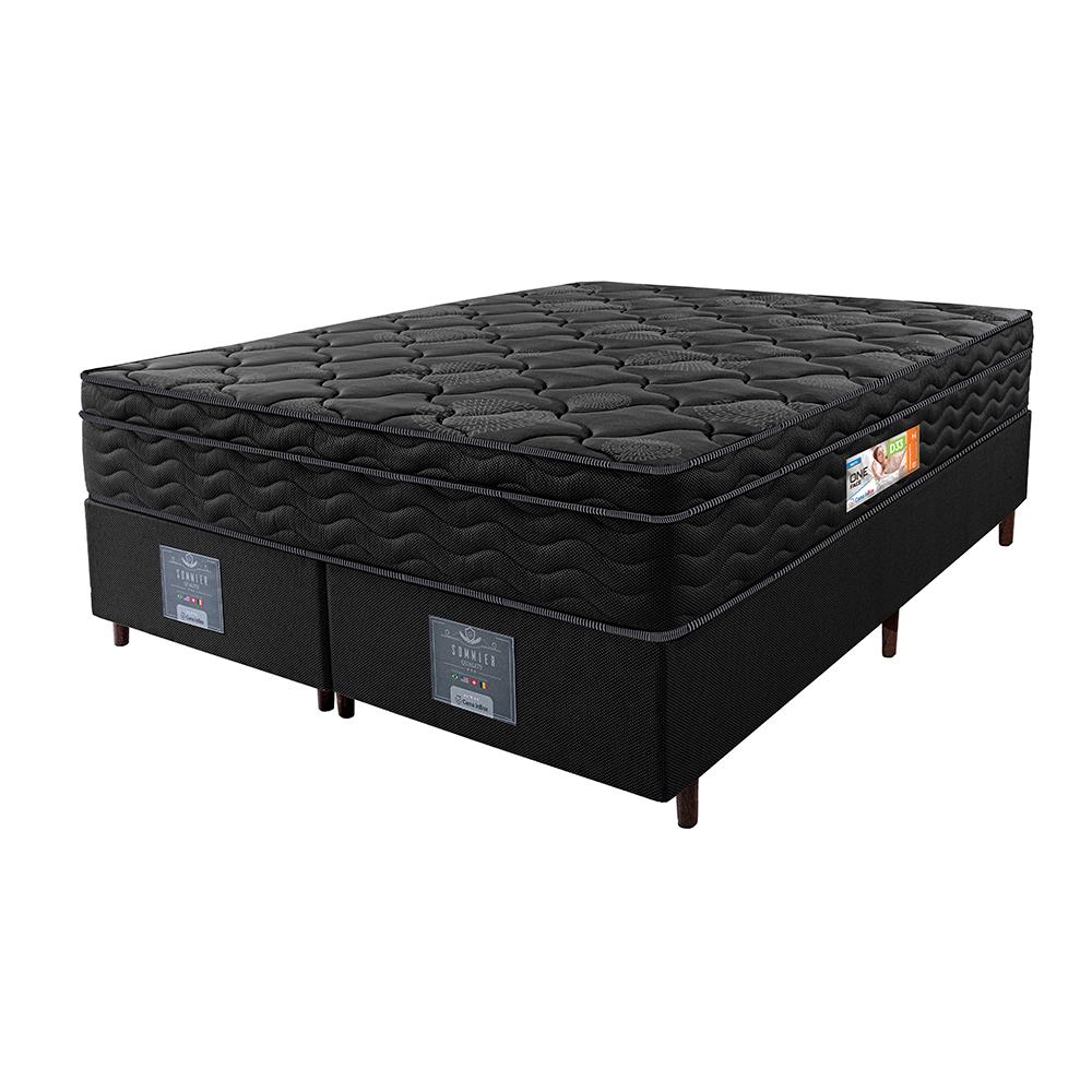 Cama Box Queen Colchão Ortopédico Black + Box 158x198x67 One Face Espuma D33 Preto