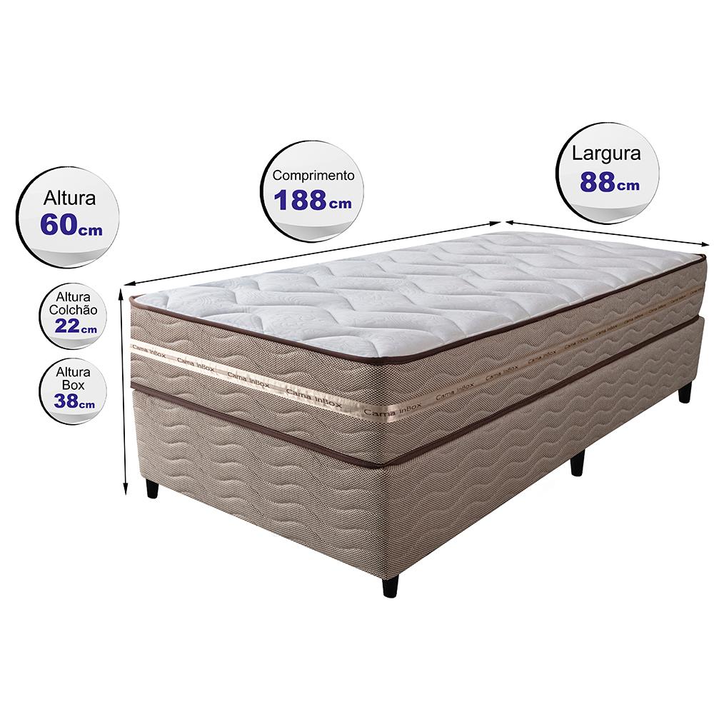 Cama Box Solteiro (Colchão + Box) 88x188x60 de Molas Ensacadas Cama inBox Smart Gold Bege