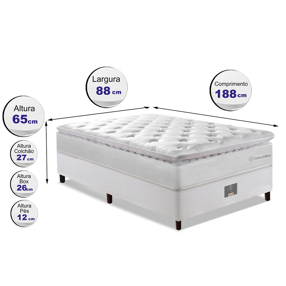Cama Box Solteiro Colchão + Box 88x188 Molas Ensacadas Cama inBox Confort Snow