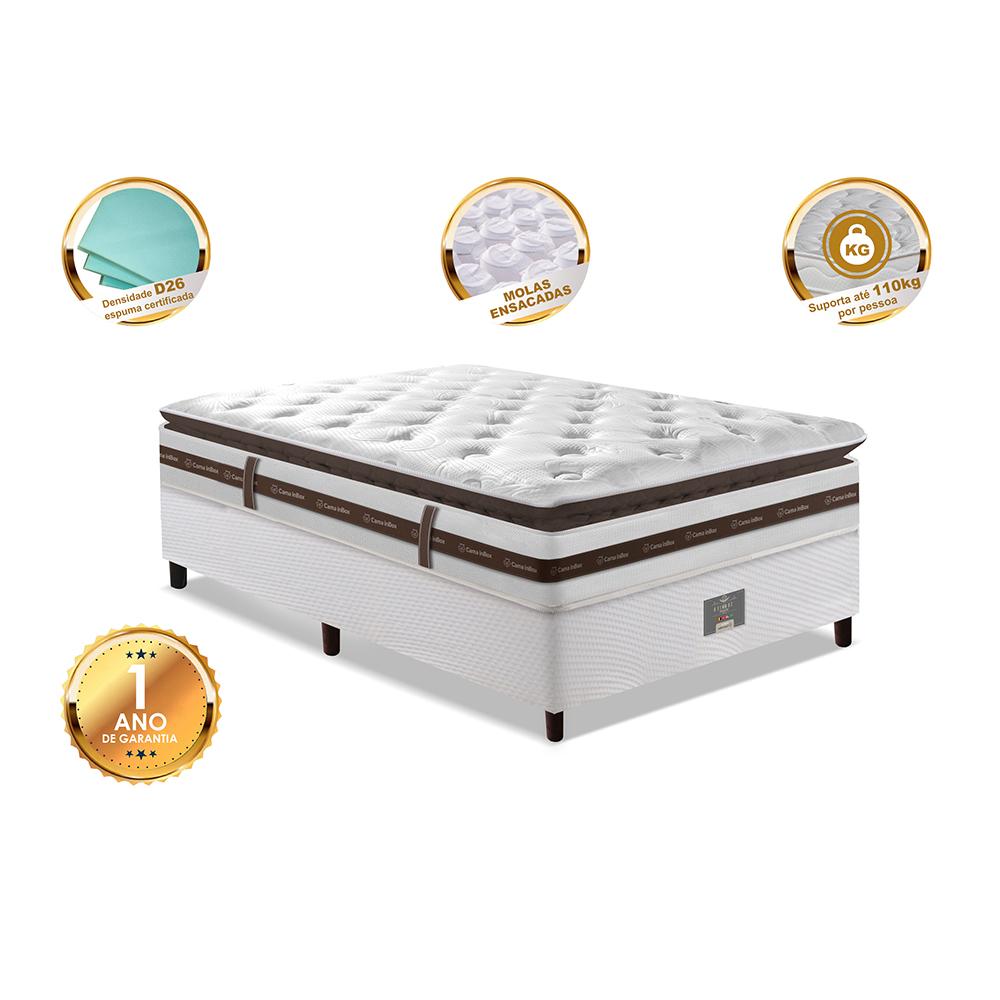 Cama Box Solteiro Colchão + Box 88x188 Molas Ensacadas Cama inBox Relax Pillow