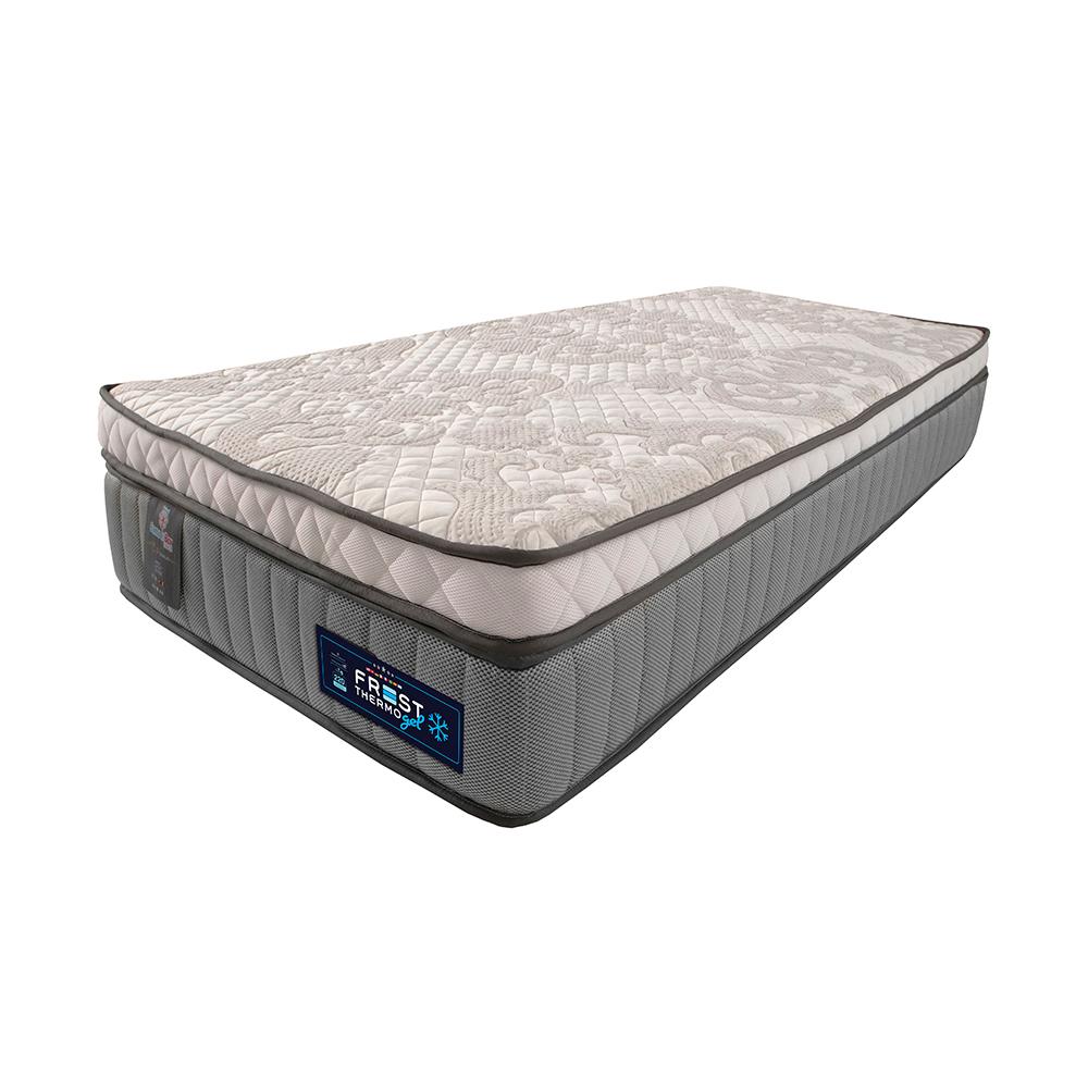 Cama Box Solteiro Colchão Euro Pillow +Box 88x188x60 Mola Ensacada Cama inBox Frost ThermoGel Living