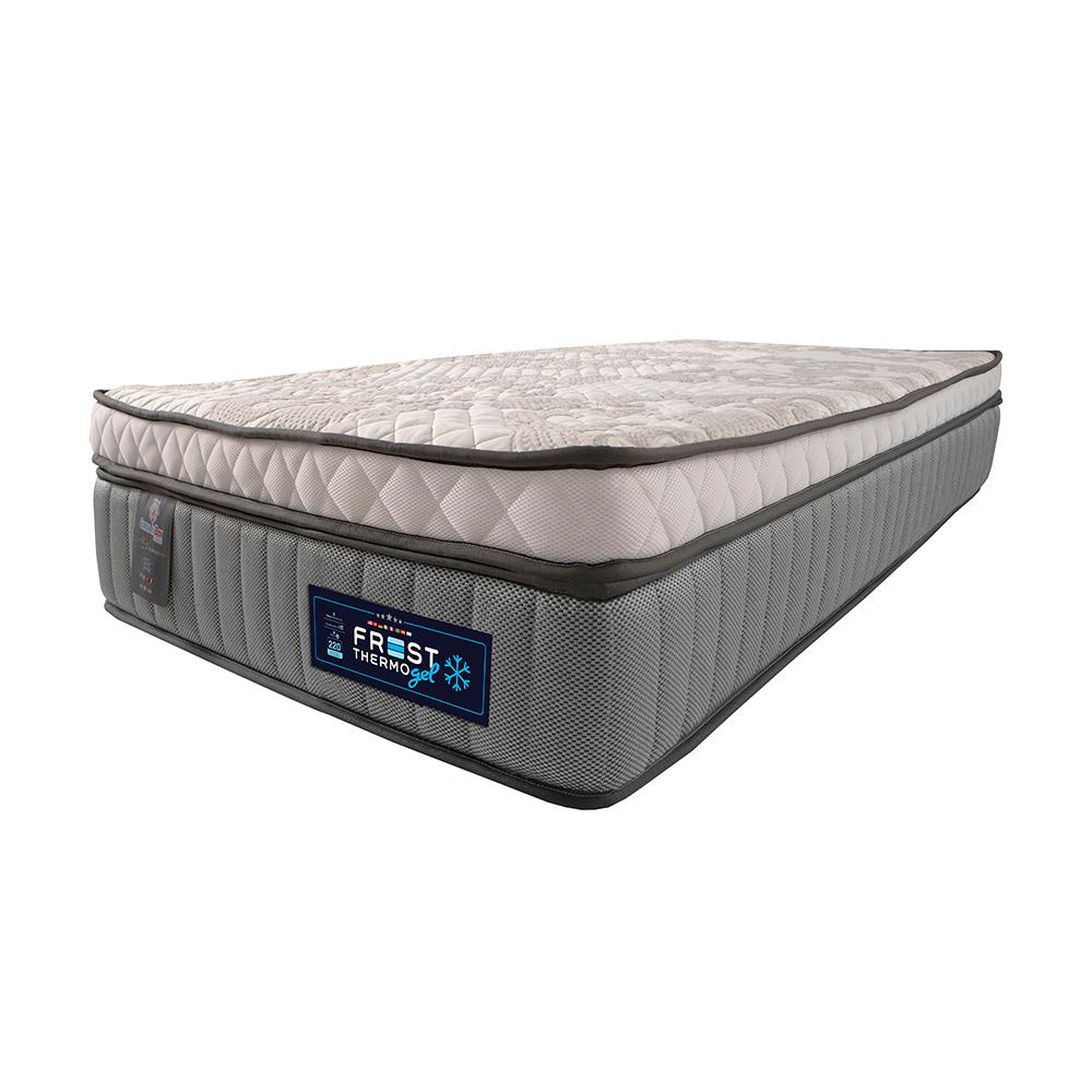 Cama Box Solteiro Colchão Euro Pillow +Box 88x188x60 Mola Ensacada Cama inBox Frost ThermoGel Living