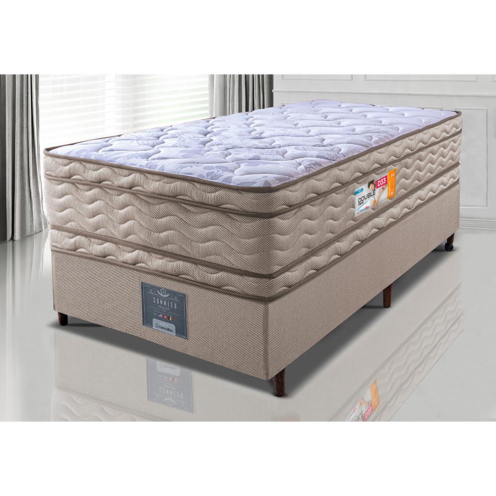 Cama Box Solteiro Colchão OrtoFirm + Box 88x188x71 Double Face Espuma D33 Dourado