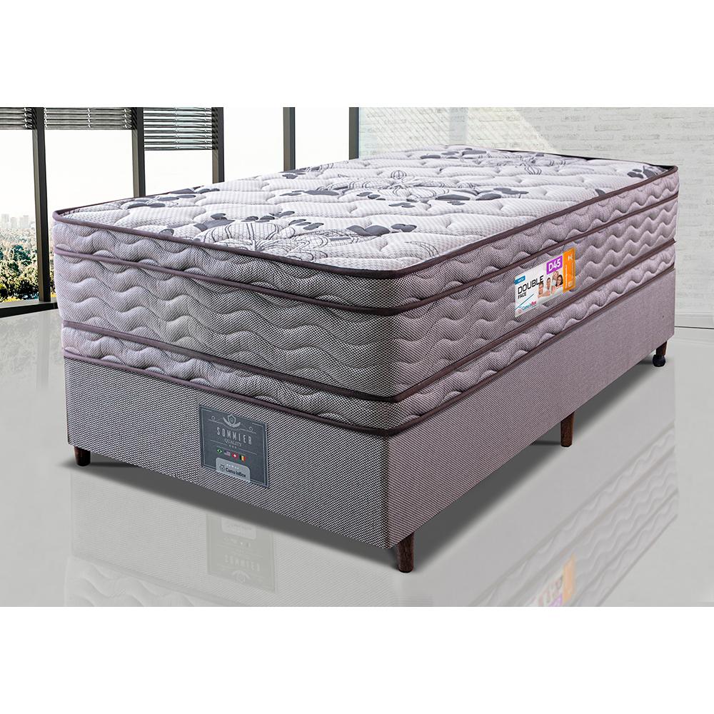 Cama Box Solteiro Colchão OrtoFirm + Box 88x188x71 Double Face Espuma D45 Cinza