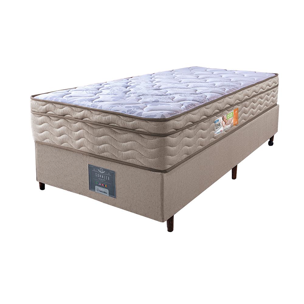 Cama Box Solteiro Colchão Ortopédico + Box 88x188x67 One Face Espuma D33 Dourado