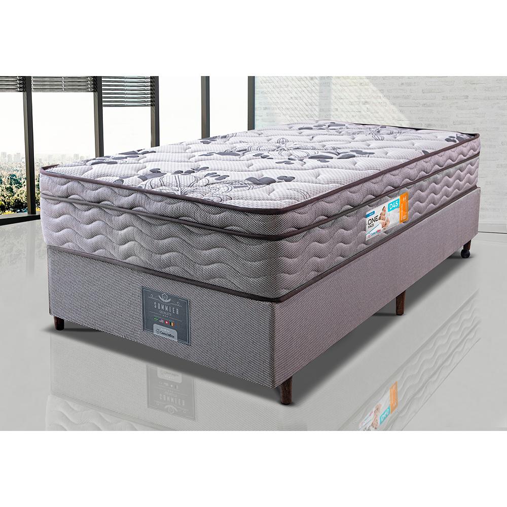 Cama Box Solteiro Colchão Ortopédico + Box 88x188x67 One Face Espuma D45 Cinza